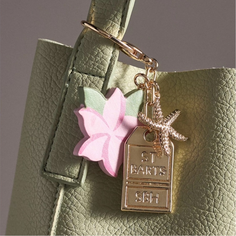 Anthropologie City Bag Charm - St. Barts key chain flower NWT